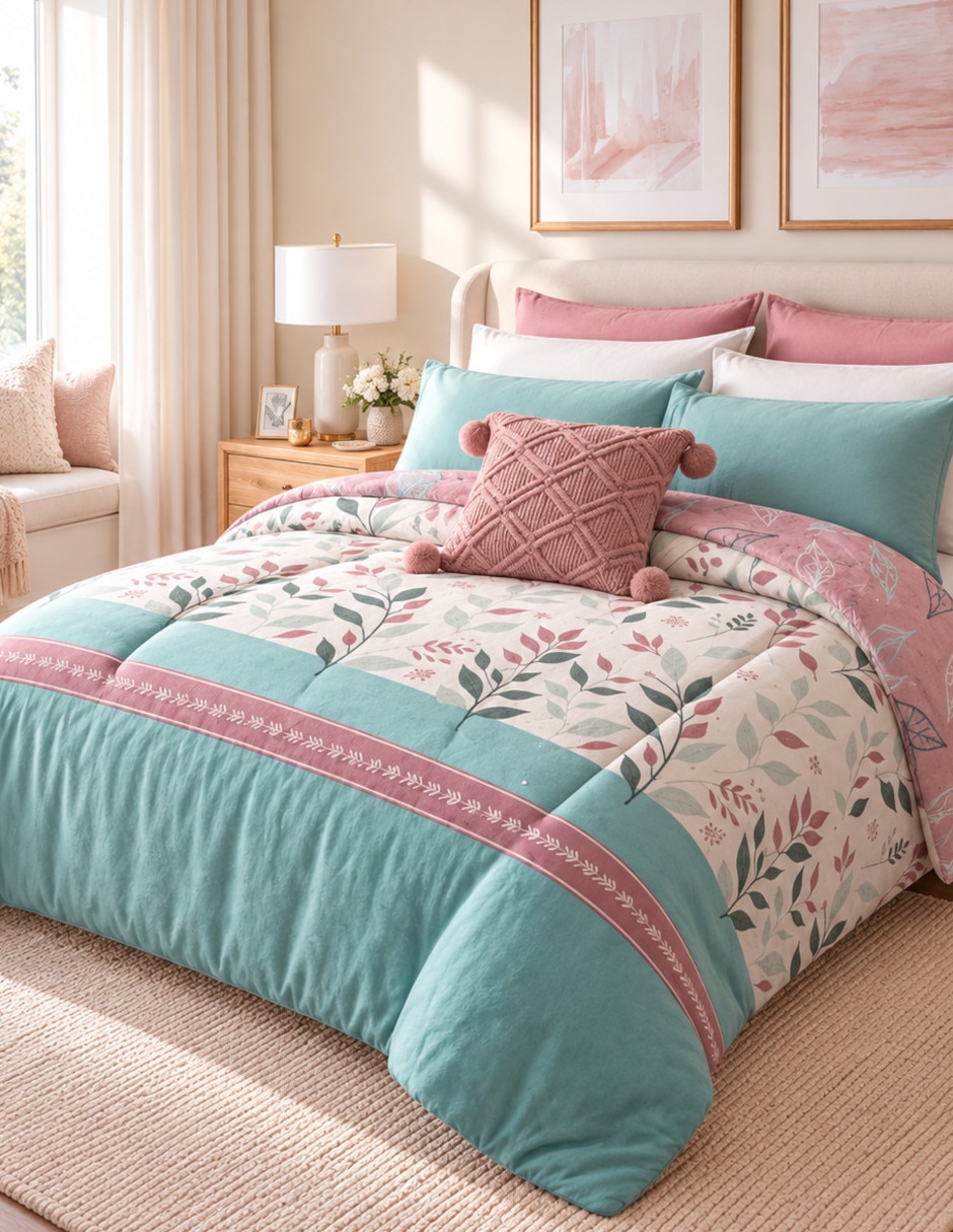 Cobertor dual botanique estampado floral