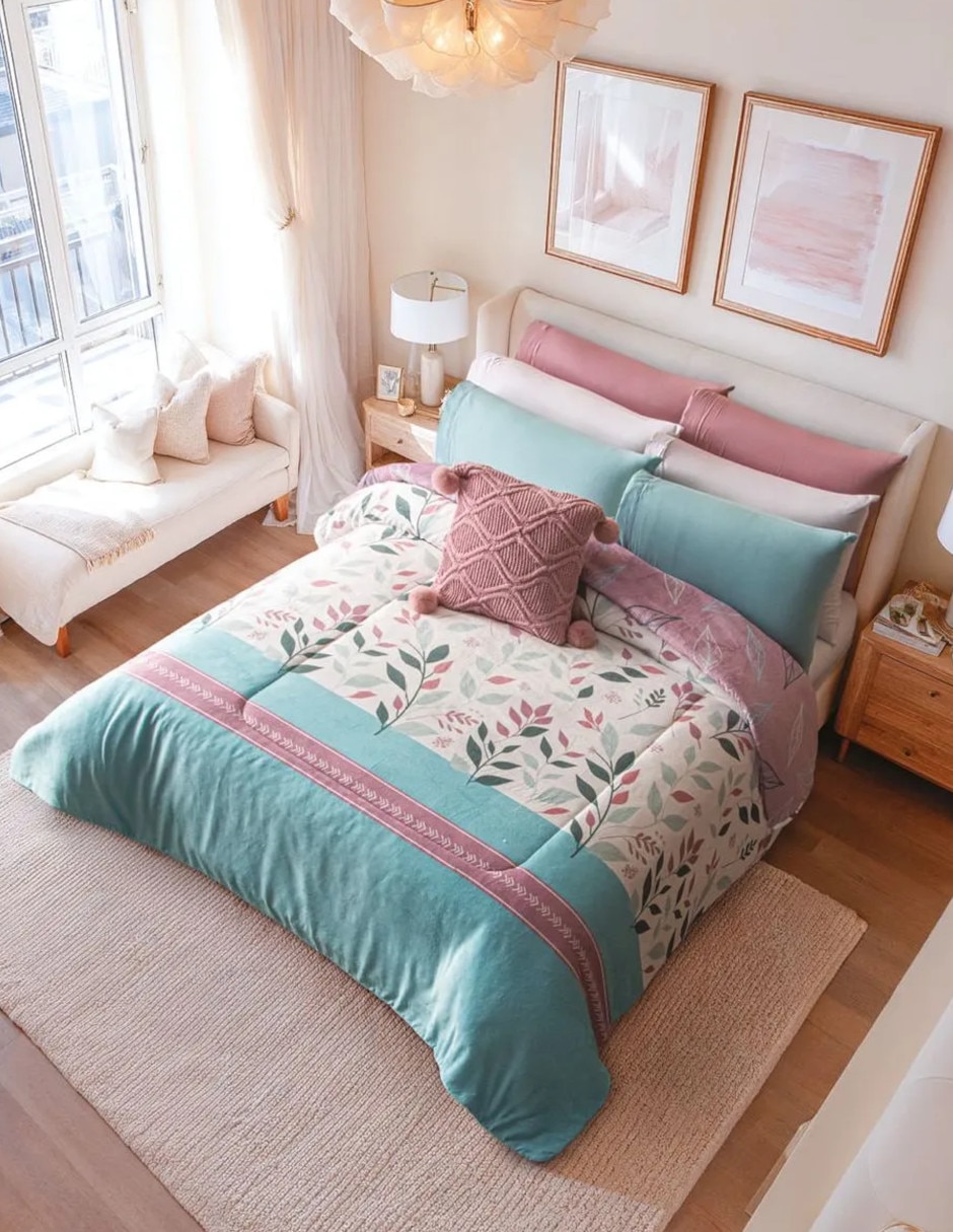 Cobertor dual botanique estampado floral