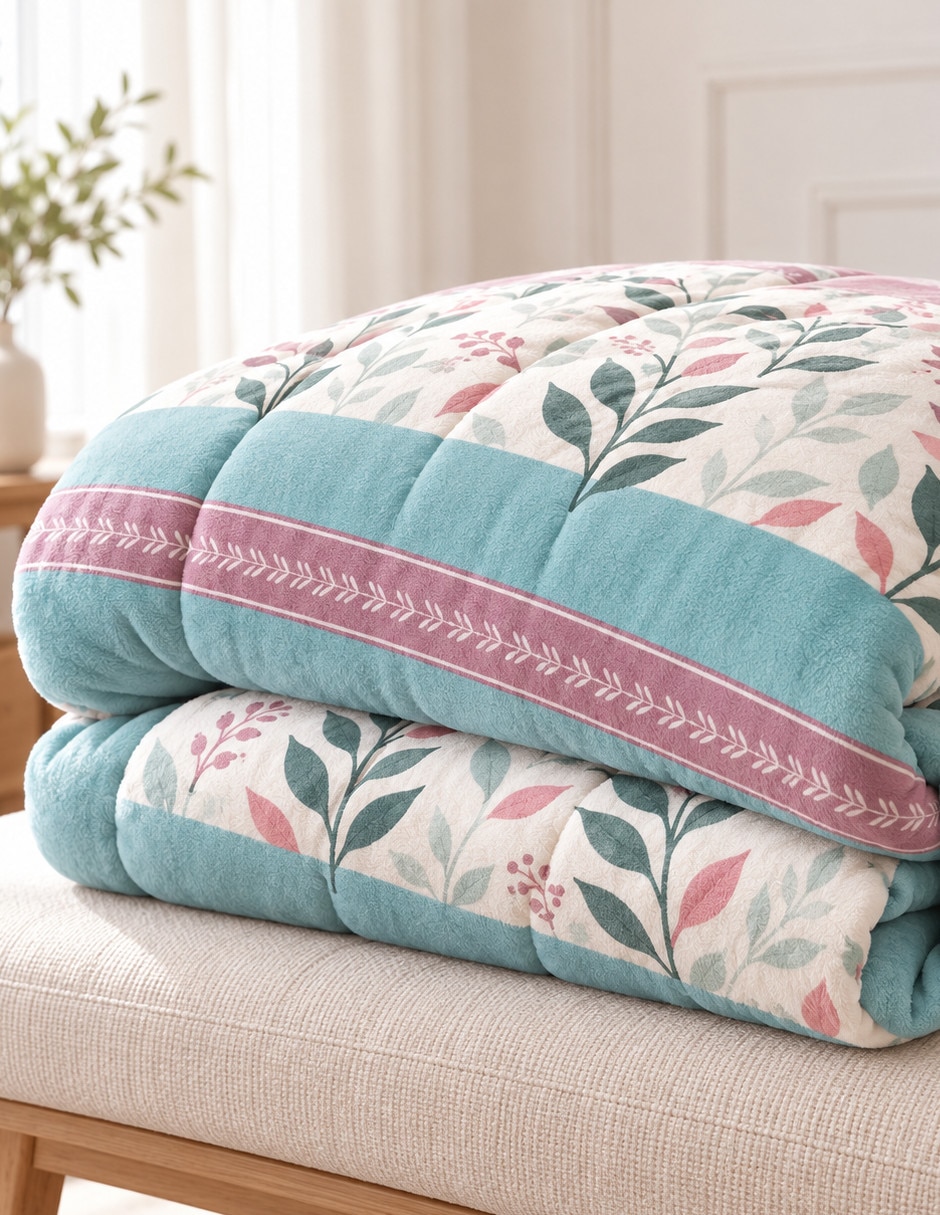 Cobertor dual botanique estampado floral