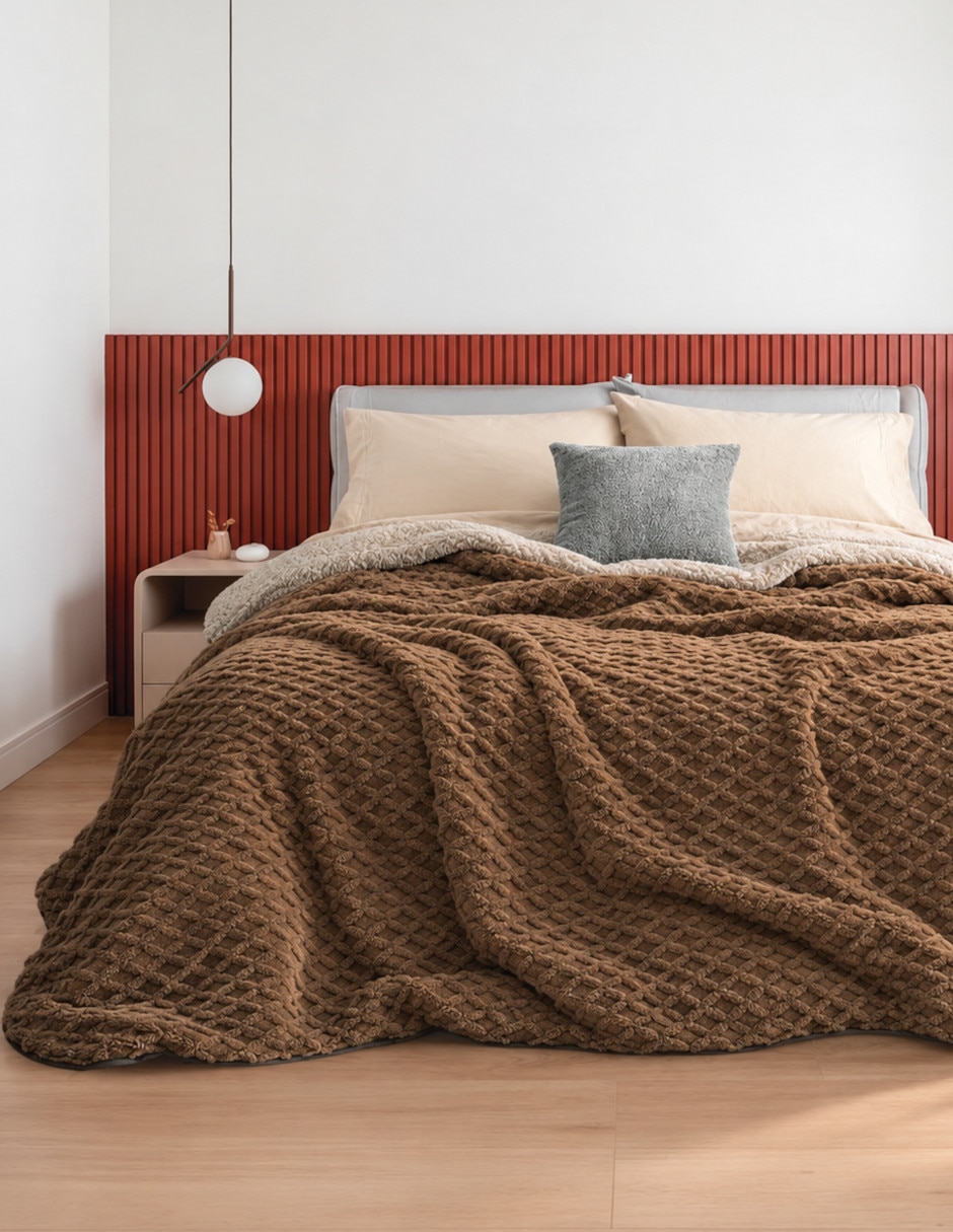 Cobertor No aplica Cozy Cacao estampado Texturizado