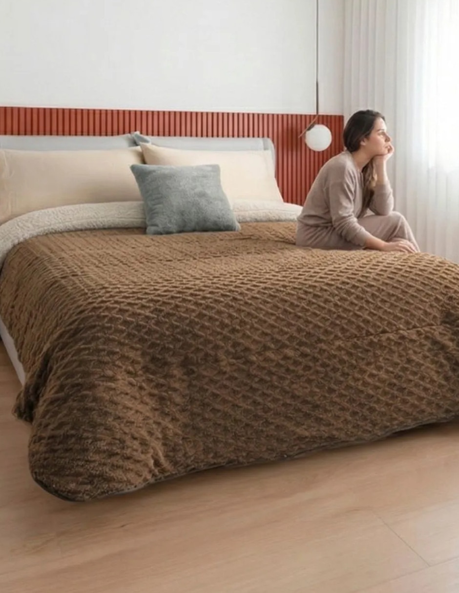 Cobertor No aplica Cozy Cacao estampado Texturizado 2