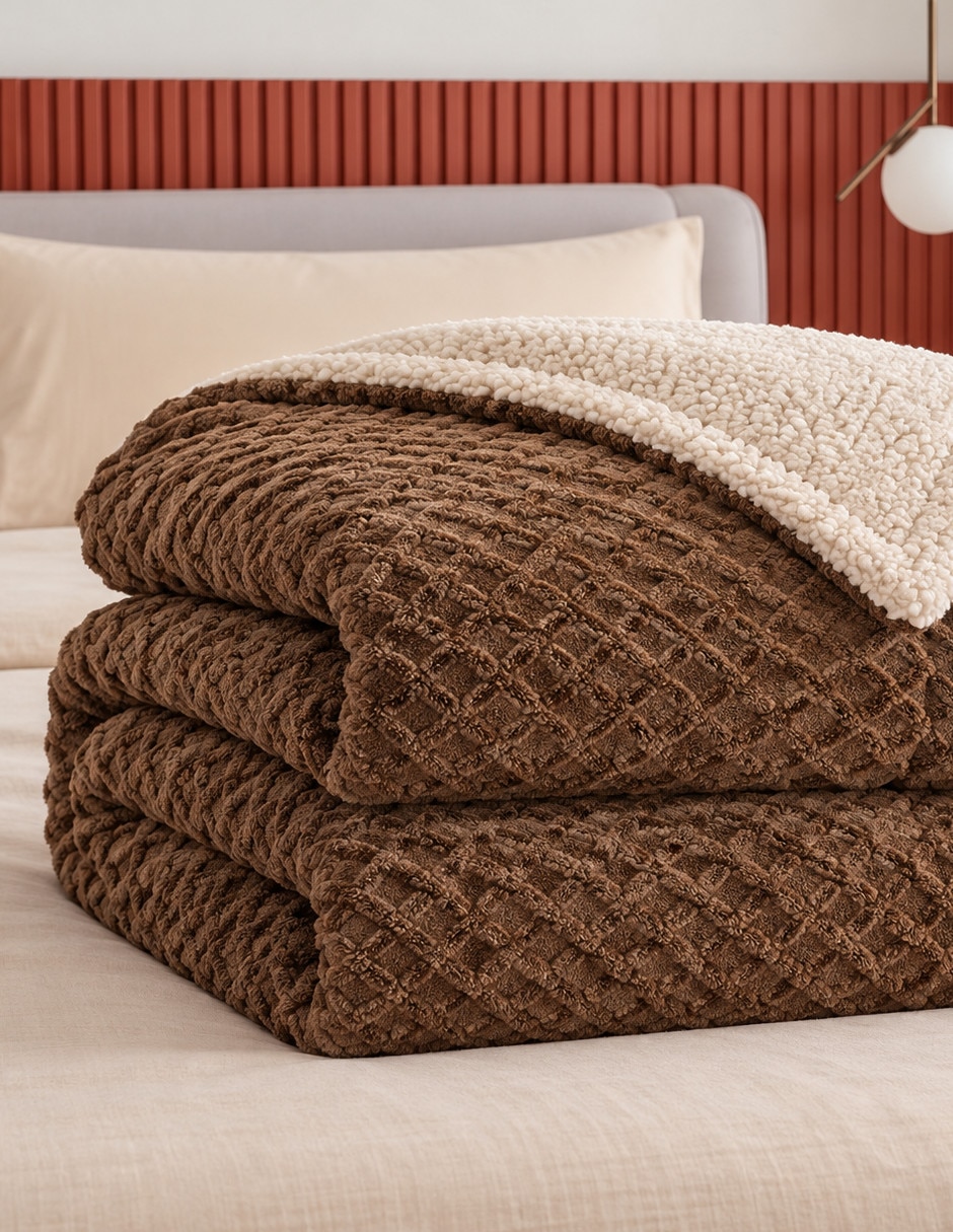 Cobertor No aplica Cozy Cacao estampado Texturizado 5