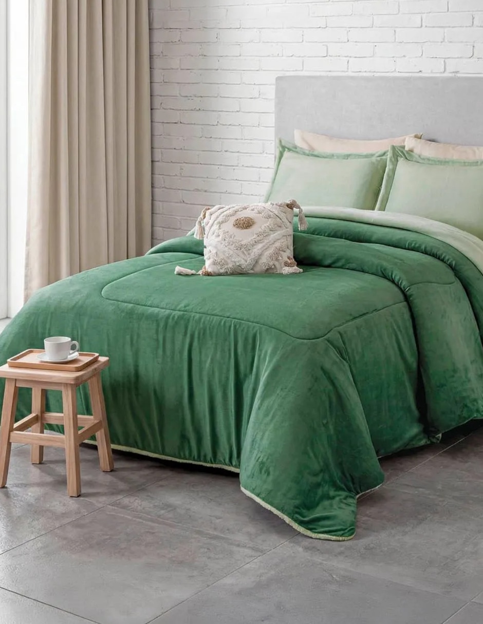 Cobertor No aplica Invierno Verde Bosco estampado Liso Cobertor No aplica Invierno Verde Bosco estampado Liso
