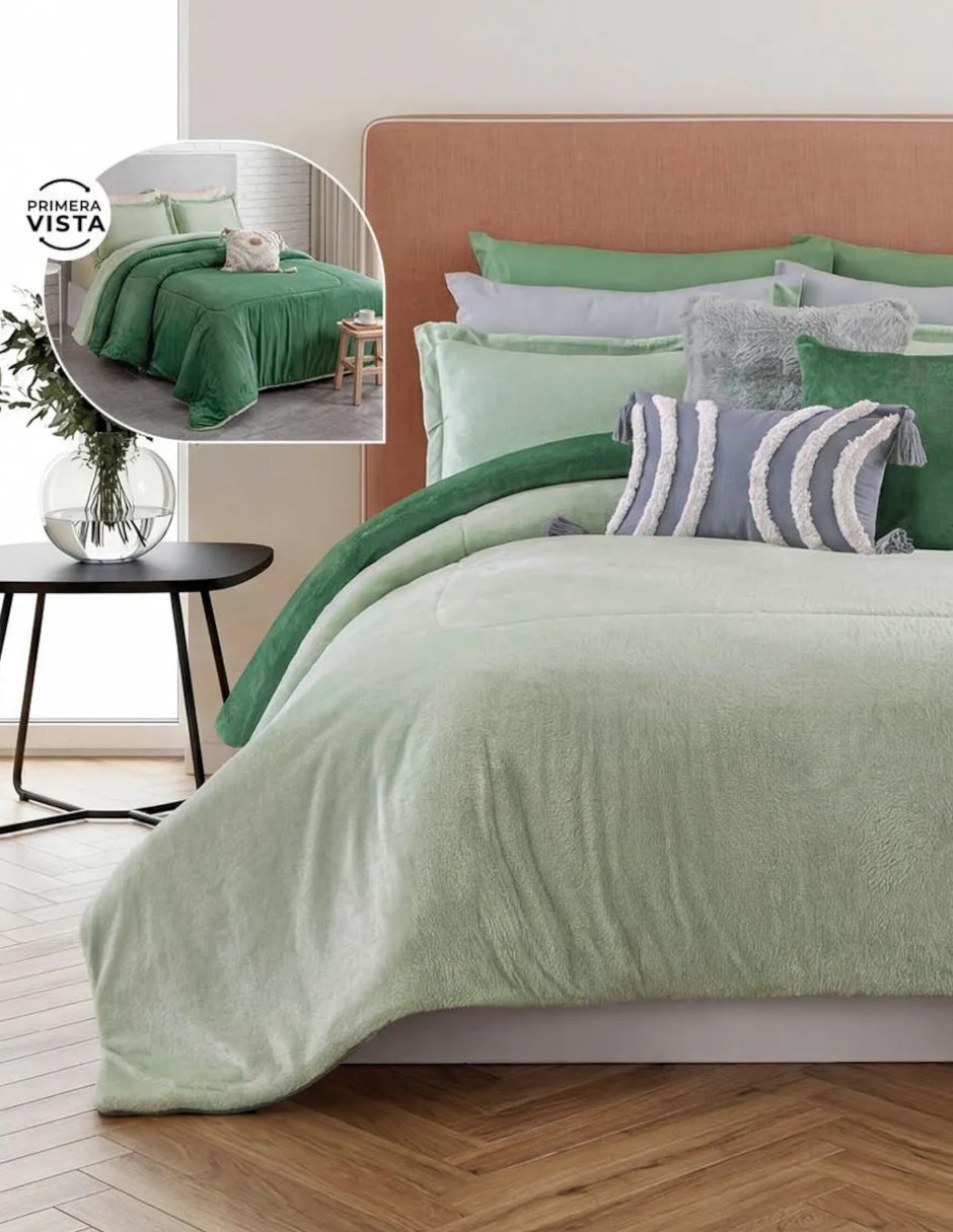 Cobertor No aplica Invierno Verde Bosco estampado Liso 2