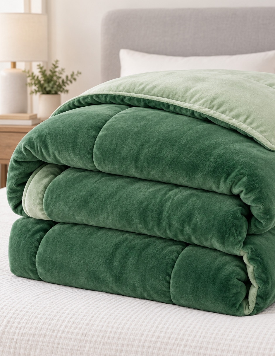 Cobertor No aplica Invierno Verde Bosco estampado Liso 6