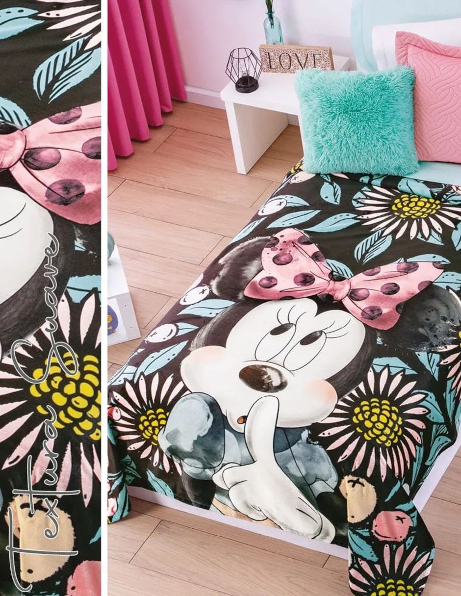 Cobertor minnie ligero minnie adorable estampado infantil