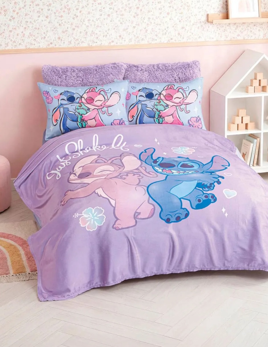 Cobertor stitch ligero stitch & angel estampado infantil
