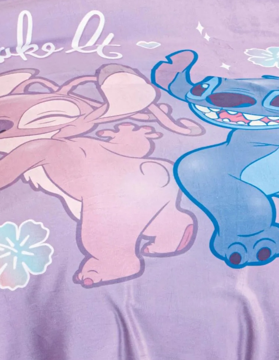 Cobertor stitch ligero stitch & angel estampado infantil