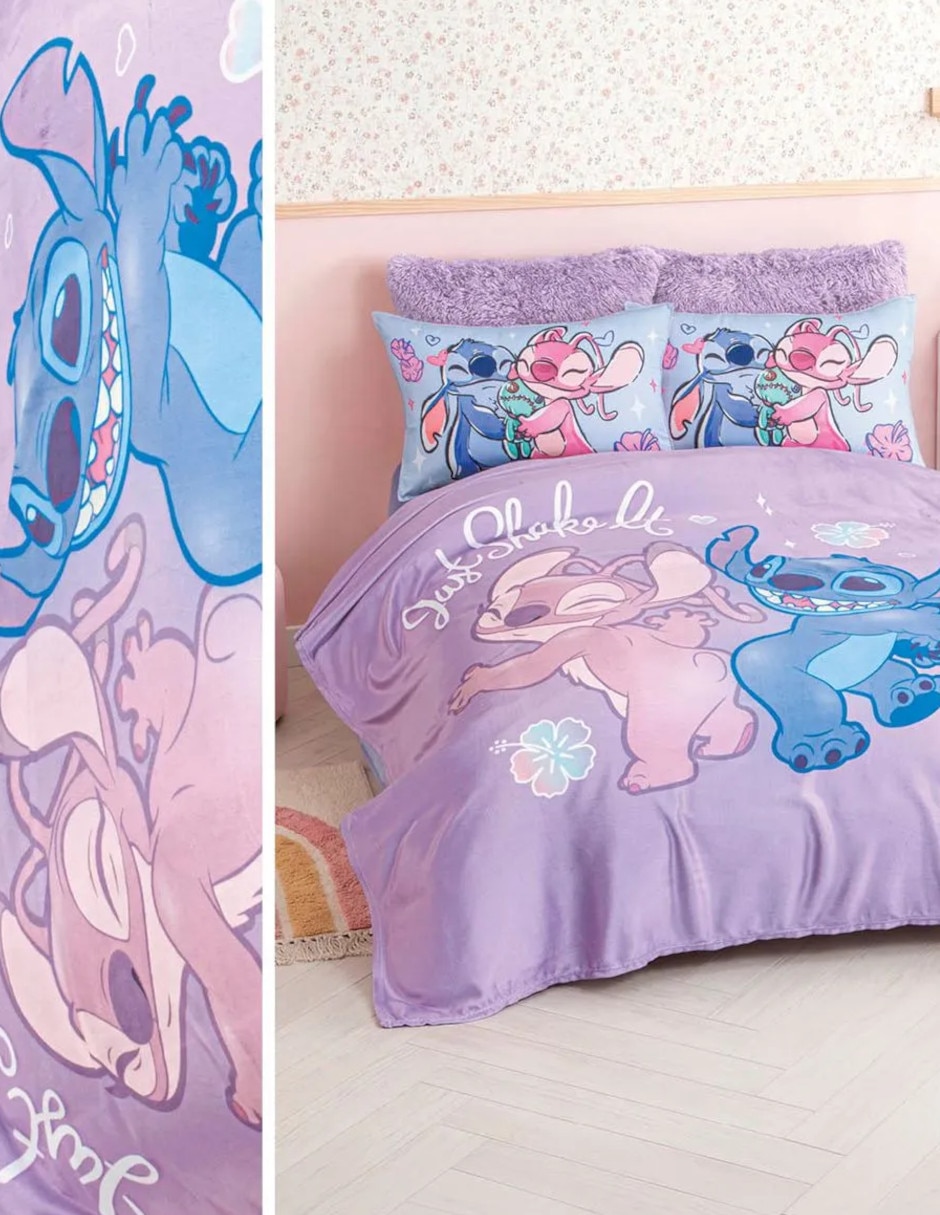 Cobertor stitch ligero stitch & angel estampado infantil