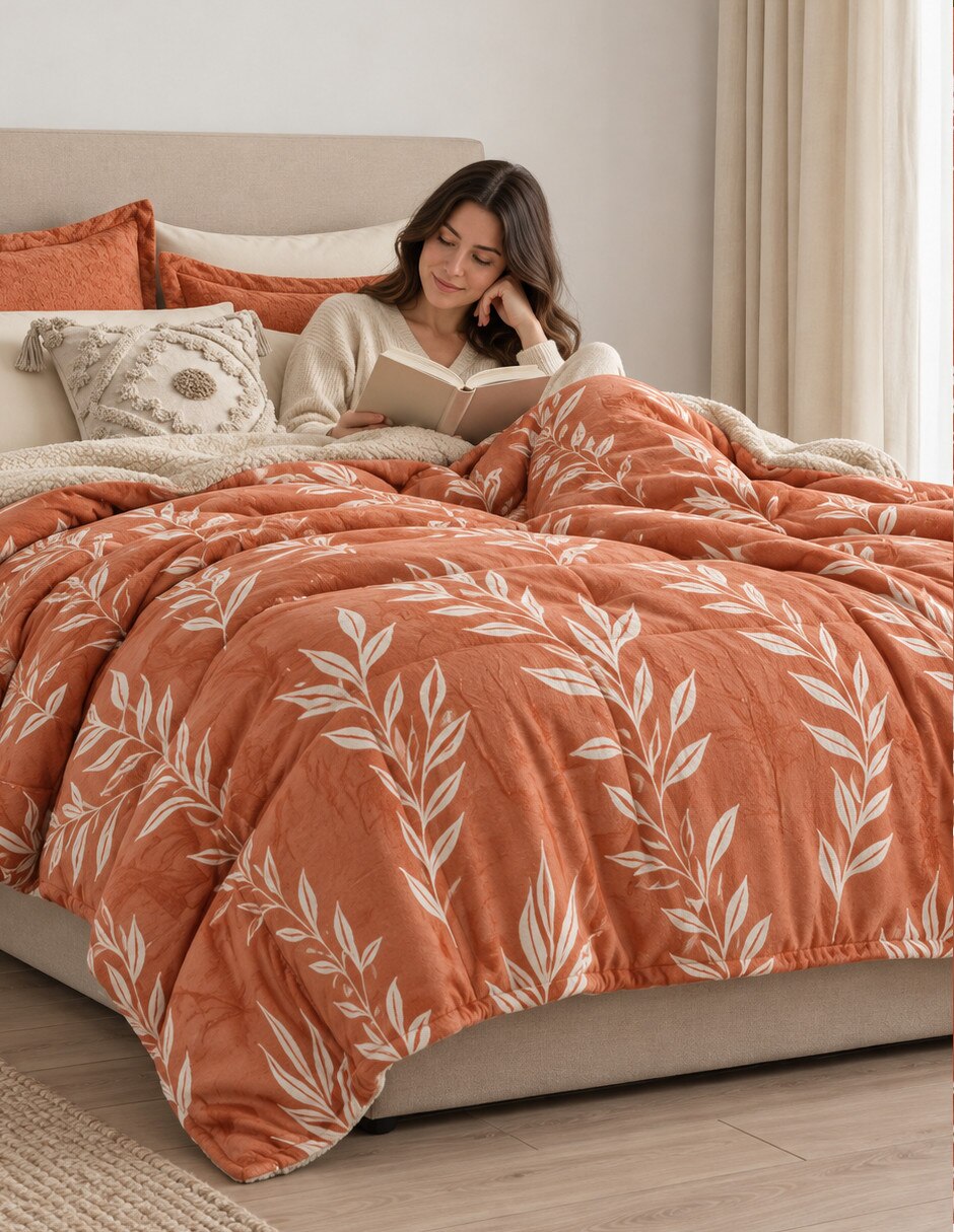 Cobertor otoño casa umbría estampado floral 6
