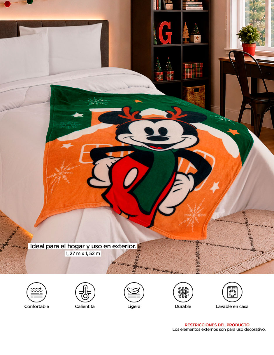 Frazada de tejido suave Serenity Happy Navidad Mickey Mouse 7