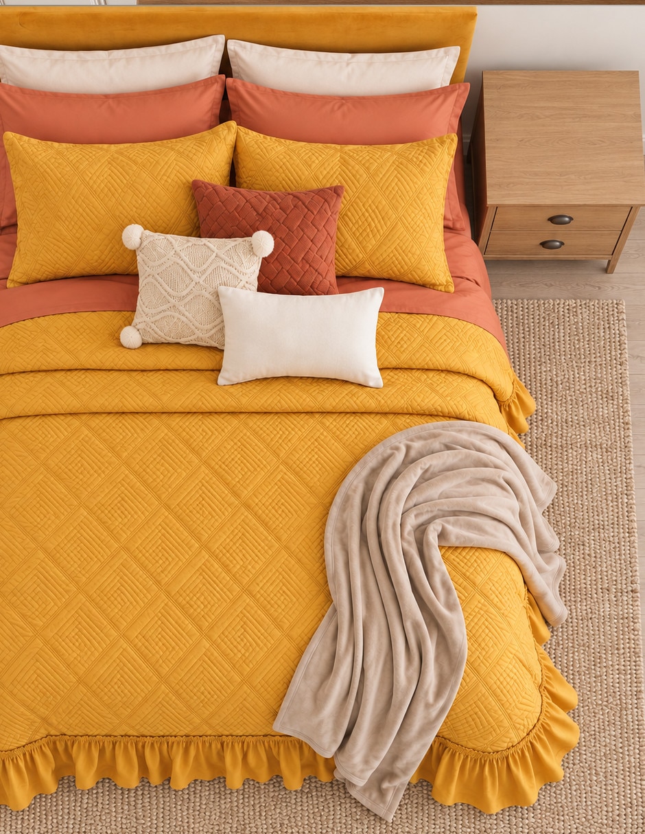 Set de colcha Volante Saffron Milk 5