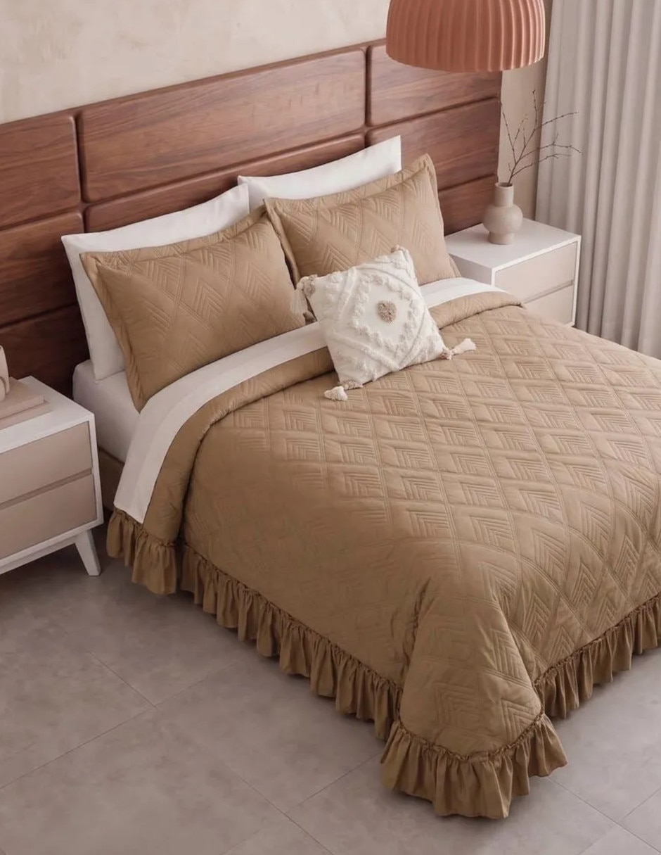 Set de colcha Volante Almond Toffee 3