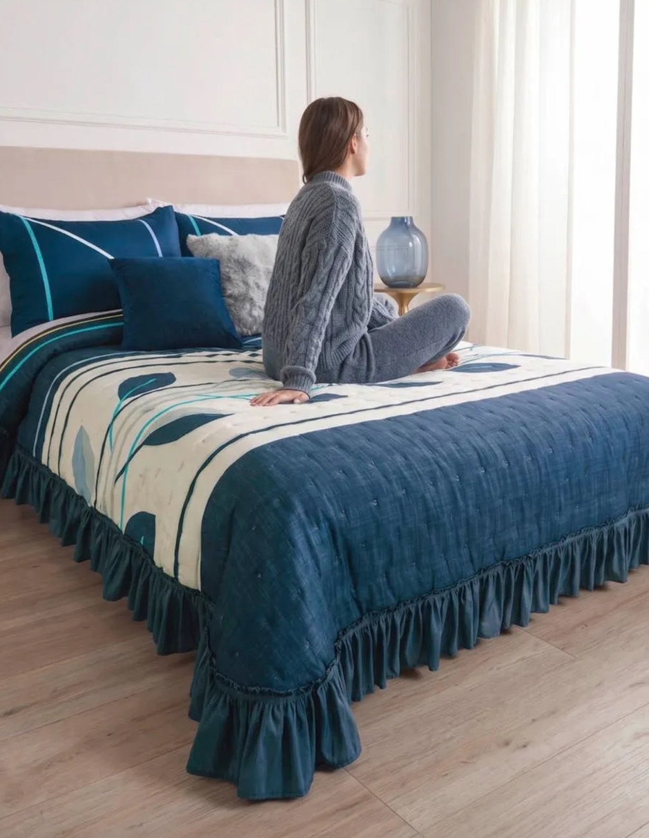 Set de colcha Volante Portofino Blue 2