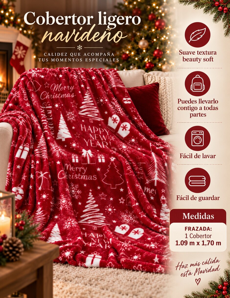 Frazada Clásica de tejido Microfibra Navidad 2