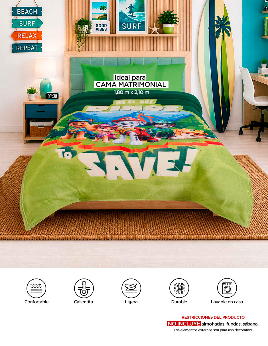 Cobertor Paw Patrol Serenity Dinos estampado Infantil 7