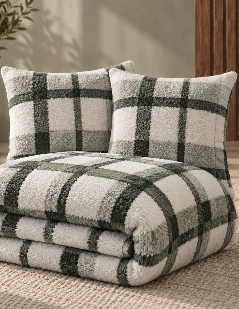 Cobertor Navidad Noel Tartan estampado Texturizado 2