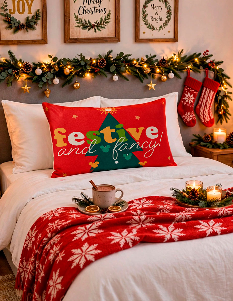 Almohada Reversible Mickey Festive Navidad firmeza Media 4