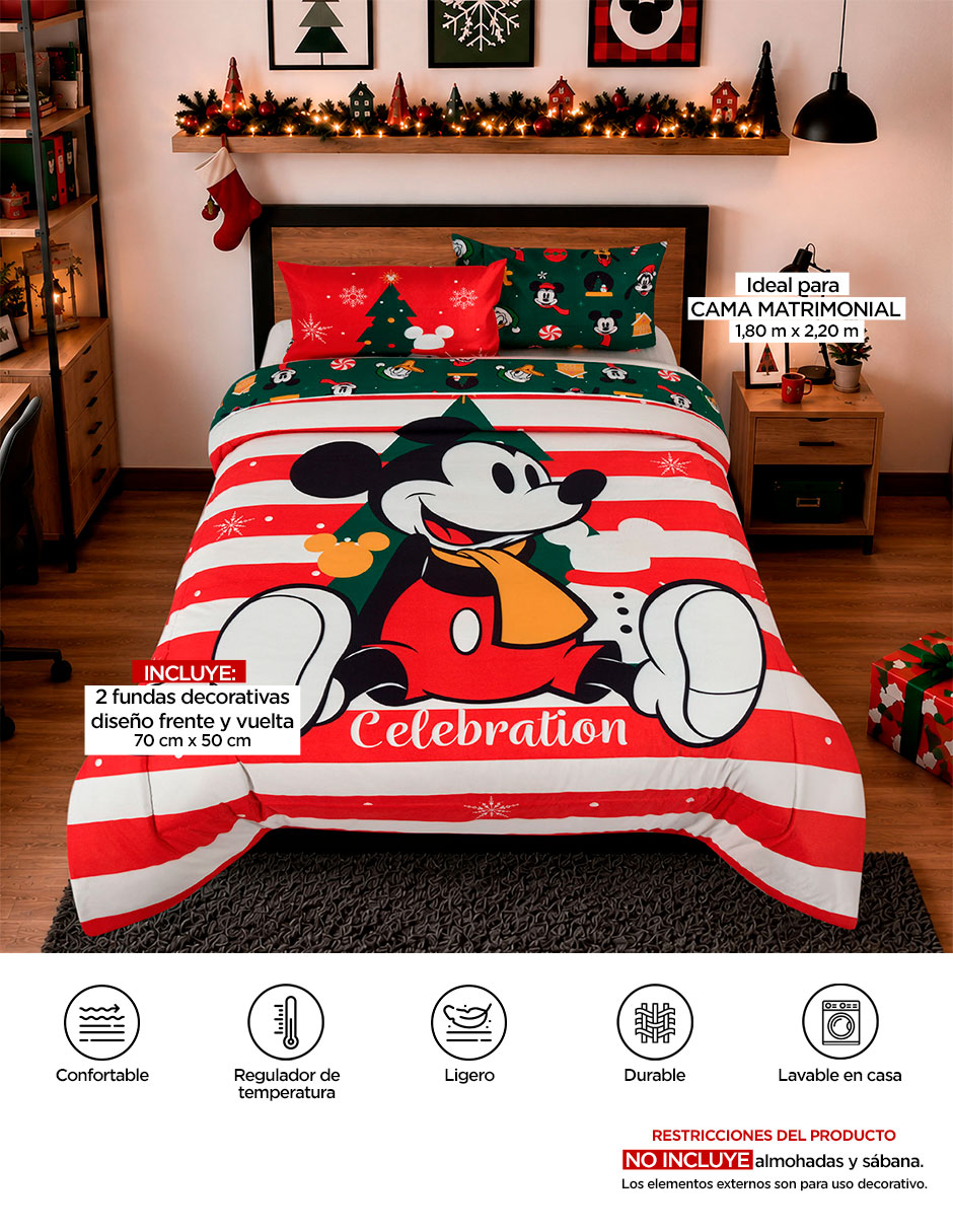 Set edredón Microfibra Celebration Navidad Mickey Mouse 11