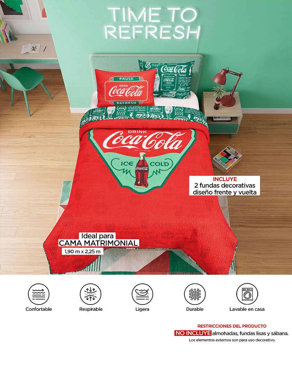 Set de colcha Microfibra Coca-Cola Ama 8