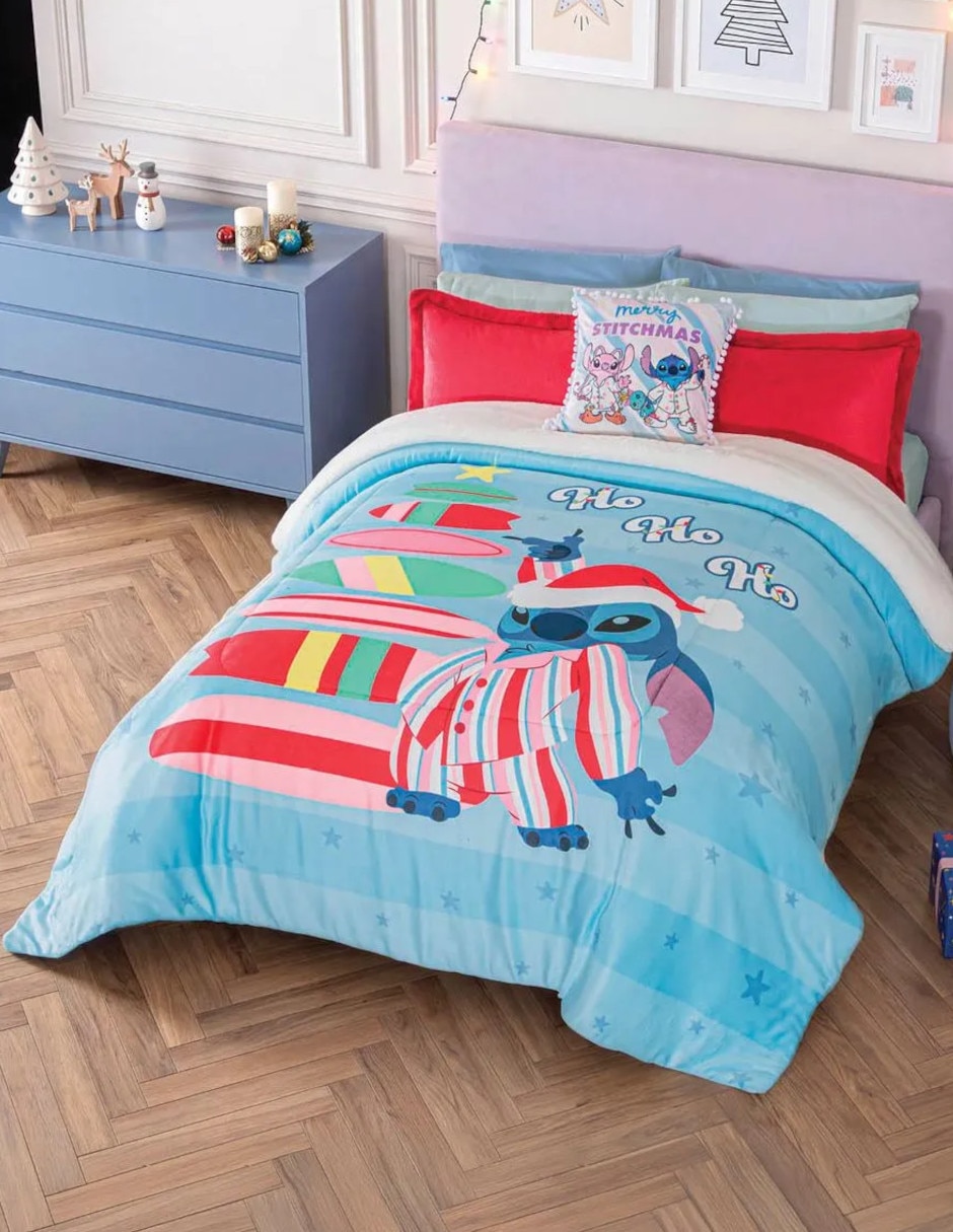 Cobertor Navidad Stitch Santa estampado Infantil