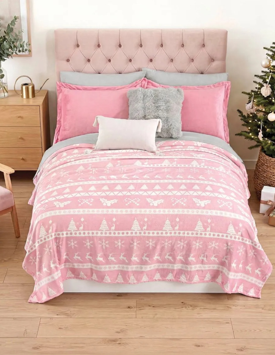 Cobertor Navidad Ligero Navidad Rosa estampado Gráfico