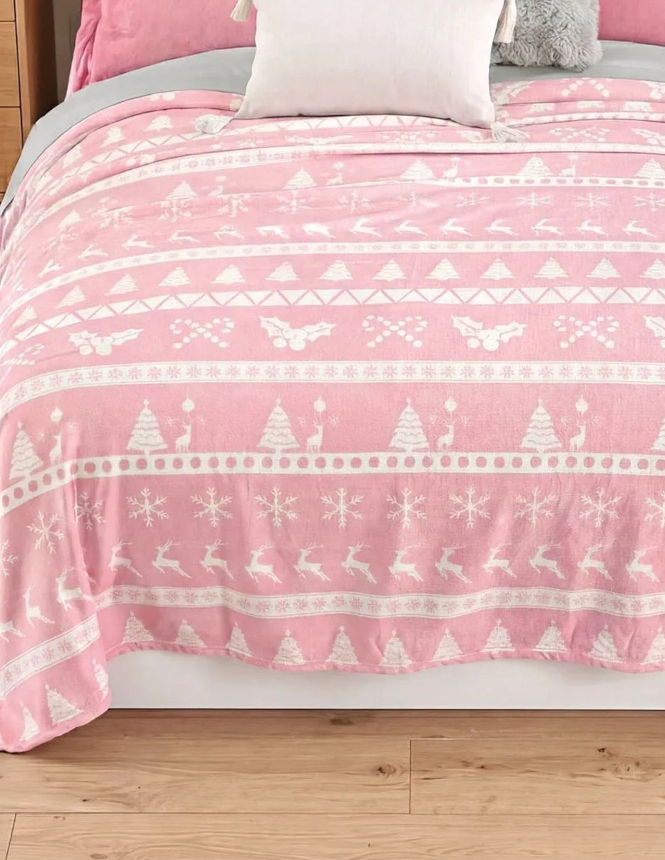 Cobertor Navidad Ligero Navidad Rosa estampado Gráfico 3