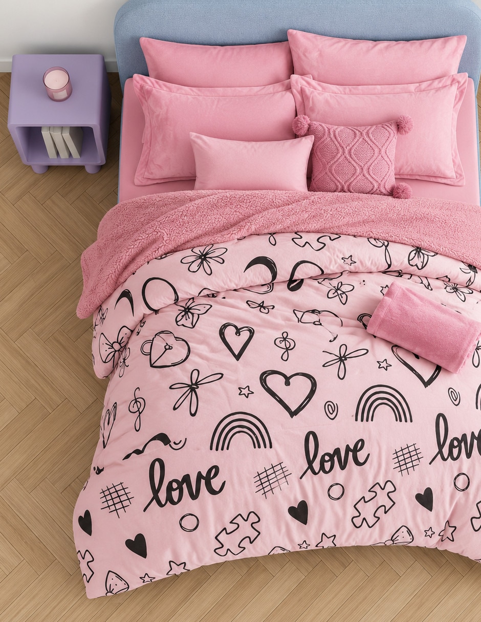 Cobertor No aplica Fluffy Pink Doodle estampado Gráfico 5
