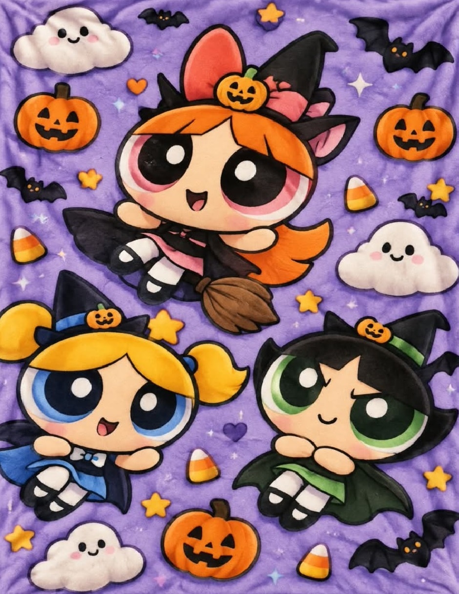 Frazada de tejido suave powerpuff girls bubbles Frazada de tejido suave powerpuff girls bubbles