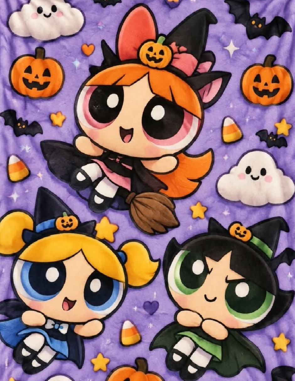 Frazada de tejido suave powerpuff girls bubbles 2